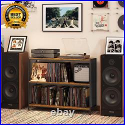 3-Tier Vinyl Record Storage Vintage Player Table with Spacious Storage up 450