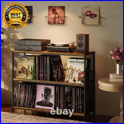 3-Tier Vinyl Record Storage Vintage Player Table with Spacious Storage up 450