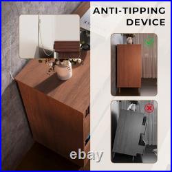 4-Drawer Vinyl Record Player Stand Semi-Enclosed Storage Media Console Table US