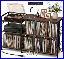 50 Inch Large Record Player Stand with Vinyl Storage, Walnut