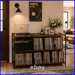 50 Inch Large Record Player Stand with Vinyl Storage, Walnut