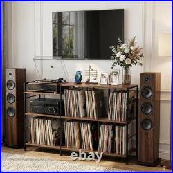 50 Inch Large Record Player Stand with Vinyl Storage, Walnut