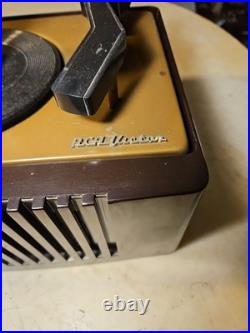 50's RCA Victor Brown Bakelite 45 Rpm Record Player Phonograph Nice Estate Find