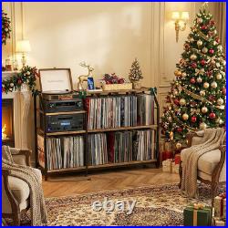 51.7 Vinyl Record Player Stand with Storage & Power Outlets