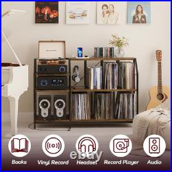 51.7 Vinyl Record Player Stand with Storage & Power Outlets