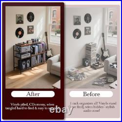 51.7 Vinyl Record Player Stand with Storage & Power Outlets