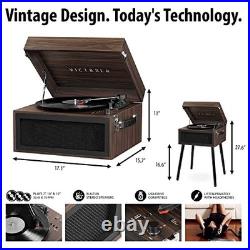 5-in-1 Bluetooth Record Player with Stand Vintage Style Espresso Turntable