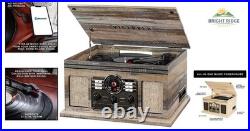 6-in-1 Bluetooth Record Player with Built-in Speakers & FM Radio Functionality