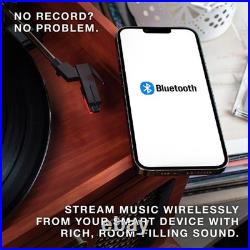 6-in-1 Bluetooth Record Player with Built-in Speakers & FM Radio Functionality