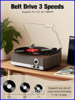 7-In-1 Vinyl Record Player, Bluetooth Belt Drive Turntable