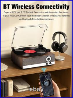 7-In-1 Vinyl Record Player, Bluetooth Belt Drive Turntable