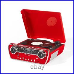 7-in-1 Bluetooth Record Player Turntable AM FM Radio CD Player AUX Jack New
