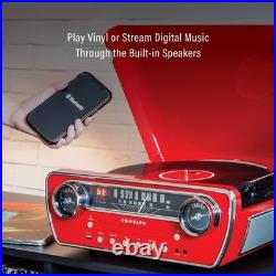 7-in-1 Bluetooth Record Player Turntable AM FM Radio CD Player AUX Jack New