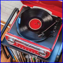 7-in-1 Bluetooth Record Player Turntable AM FM Radio CD Player AUX Jack New