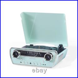 7in-1 Vinyl Record Player Vintage Turntable Bluetooth CD Player AM FM Radio Blue 7in-1 Vinyl Record Player Vintage Turntable Bluetooth CD Player AM FM Radio Blue