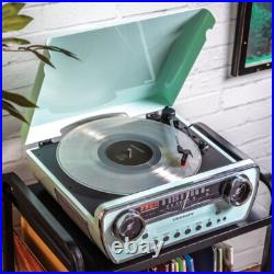 7in-1 Vinyl Record Player Vintage Turntable Bluetooth CD Player AM FM Radio Blue 7in-1 Vinyl Record Player Vintage Turntable Bluetooth CD Player AM FM Radio Blue