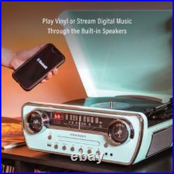7in-1 Vinyl Record Player Vintage Turntable Bluetooth CD Player AM FM Radio Blue 7in-1 Vinyl Record Player Vintage Turntable Bluetooth CD Player AM FM Radio Blue