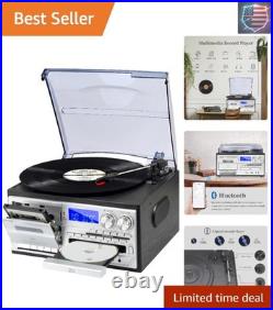 9 in 1 Record Player with External Speakers, 3 Speed Bluetooth Turntable Vinyl