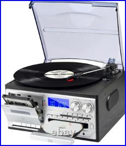 9 in 1 Record Player with External Speakers, 3 Speed Bluetooth Turntable Vinyl