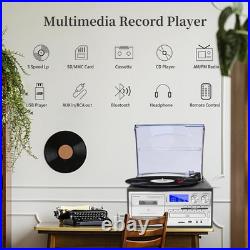 9 in 1 Record Player with External Speakers, 3 Speed Bluetooth Turntable Vinyl