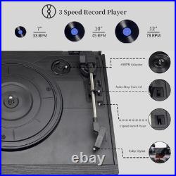 9 in 1 Record Player with External Speakers, 3 Speed Bluetooth Turntable Vinyl