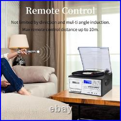 9 in 1 Record Player with External Speakers, 3 Speed Bluetooth Turntable Vinyl