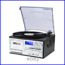 9 in 1 Record Player with External Stereo Speakers, 3 Speeds Bluetooth Black