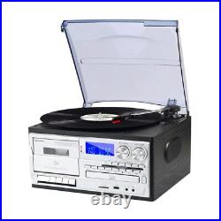 9 in 1 Record Player with External Stereo Speakers, 3 Speeds Bluetooth Black