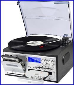 9in1 Record Player w External Speakers 3 Speed Bluetooth Turntable Vinyl Player