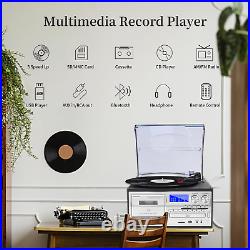 9in1 Record Player w External Speakers 3 Speed Bluetooth Turntable Vinyl Player