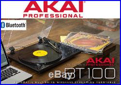 AKAI BT100 TURNTABLE RECORD PLAYER DIGITAL CONVERSION BLUETOOTH USB WithDUST COVER