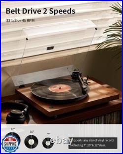 ANGELS HORN Turntable, Vinyl Record Player, Built-in Phono Preamp, Belt Drive