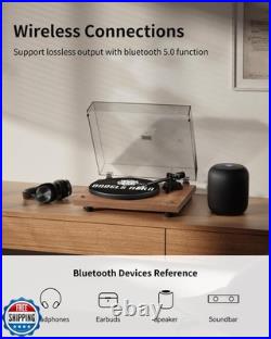 ANGELS HORN Turntable, Vinyl Record Player, Built-in Phono Preamp, Belt Drive