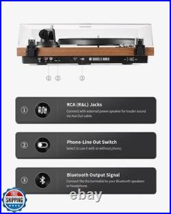 ANGELS HORN Turntable, Vinyl Record Player, Built-in Phono Preamp, Belt Drive
