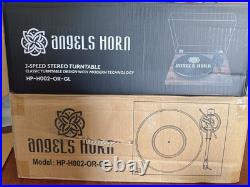 ANGELS HORN Vintage Vinyl Record Player 2-Speed Belt-Drive, New In Box Mahogany ANGELS HORN Vintage Vinyl Record Player 2-Speed Belt-Drive, New In Box Mahogany