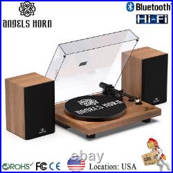 ANGELS HORN Vinyl Record Player Bluetooth Hi-Fi Turntable Players Stereo Speaker