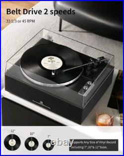ANGELS HORN Vinyl Record Player, Bluetooth Turntable with Built in Speakers