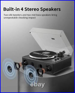 ANGELS HORN Vinyl Record Player, Bluetooth Turntable with Built in Speakers