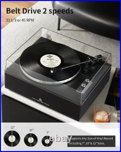 ANGELS HORN Vinyl Record Player, Bluetooth Turntable with Built in Speakers