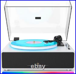 All-In-One Record Player with 4 Speakers & Bluetooth, White