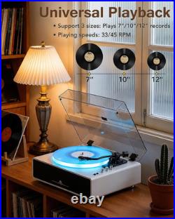 All-In-One Record Player with 4 Speakers & Bluetooth, White