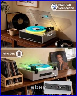 All-In-One Record Player with 4 Speakers & Bluetooth, White