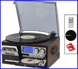 All in One Vintage 3 Speed Vinyl Record Player with Built-In Speakers, Bluetooth
