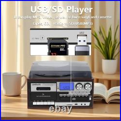 All in One Vintage 3 Speed Vinyl Record Player with Built-In Speakers, Bluetooth