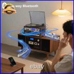 All in One Vinyl Record Player 3 Speed Bluetooth CD Cassette FM AM Radio