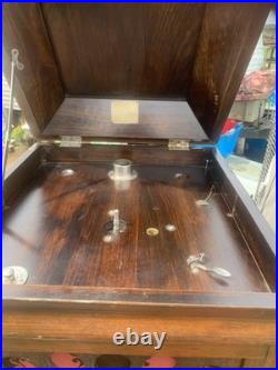 Americola Hand-Crank Cabinet Phonograph Record Player with Doors, Red Grille