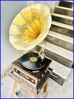 AntiquHMV Gramophone Phonograph Record Player Working Replica Handmade Nautical