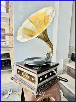 AntiquHMV Gramophone Phonograph Record Player Working Replica Handmade Nautical