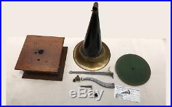 Antique 1906 Sears Harvard Phonograph Record Player Horn Gramophone Works Wind U