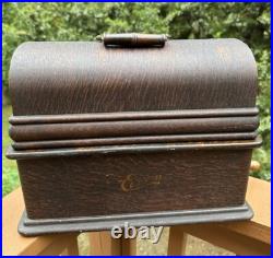 Antique Edison Long Case Model Home Cylinder Record Player Oak Phonograph